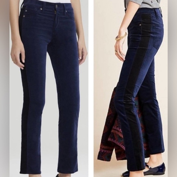 NWT AG Adriano Goldschmied Mari tuxedo stripe High Rise Straight Leg Pant SZ 26 - Picture 2 of 9